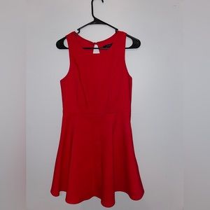 Red open back dress
